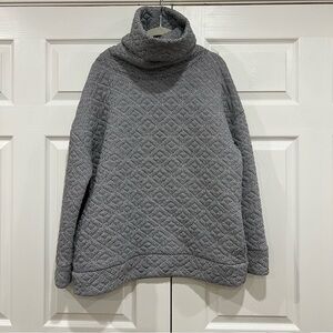 GapFit Jacquard Knit Funnel-Neck Pullover Spacedye Grey Womens Large Cozy Comfy